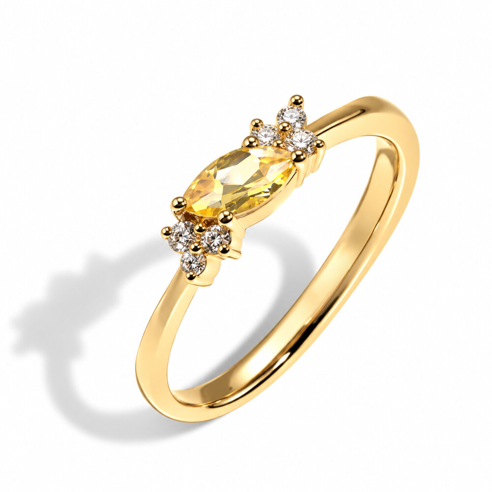 Kasım Ayı Citrine Taşı 14 Ayar Altın Yüzük 